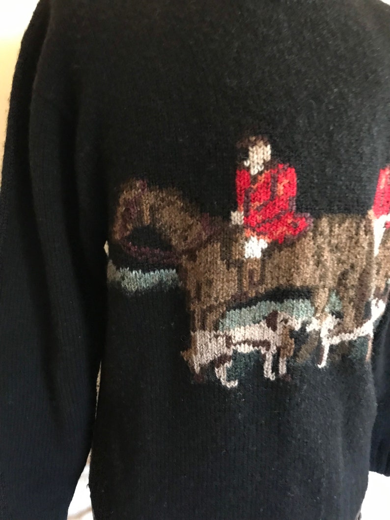 Vintage Ralph Lauren Horse Sweater Hand knit Horse Equestrian Hunt Sweater Americana bild 5