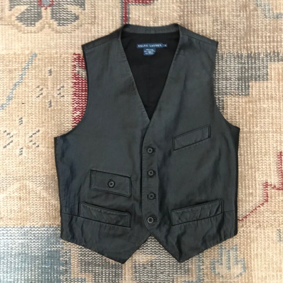 RALPH LAUREN VEST Leather Vest Vintage Womens Blu… - image 1