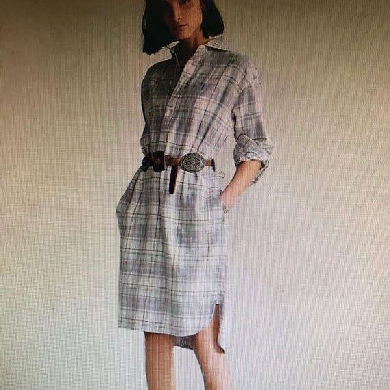 Ralph Lauren Dress Flannel Western Dress Shirtdress Ralph Lauren Dress Plaid Check