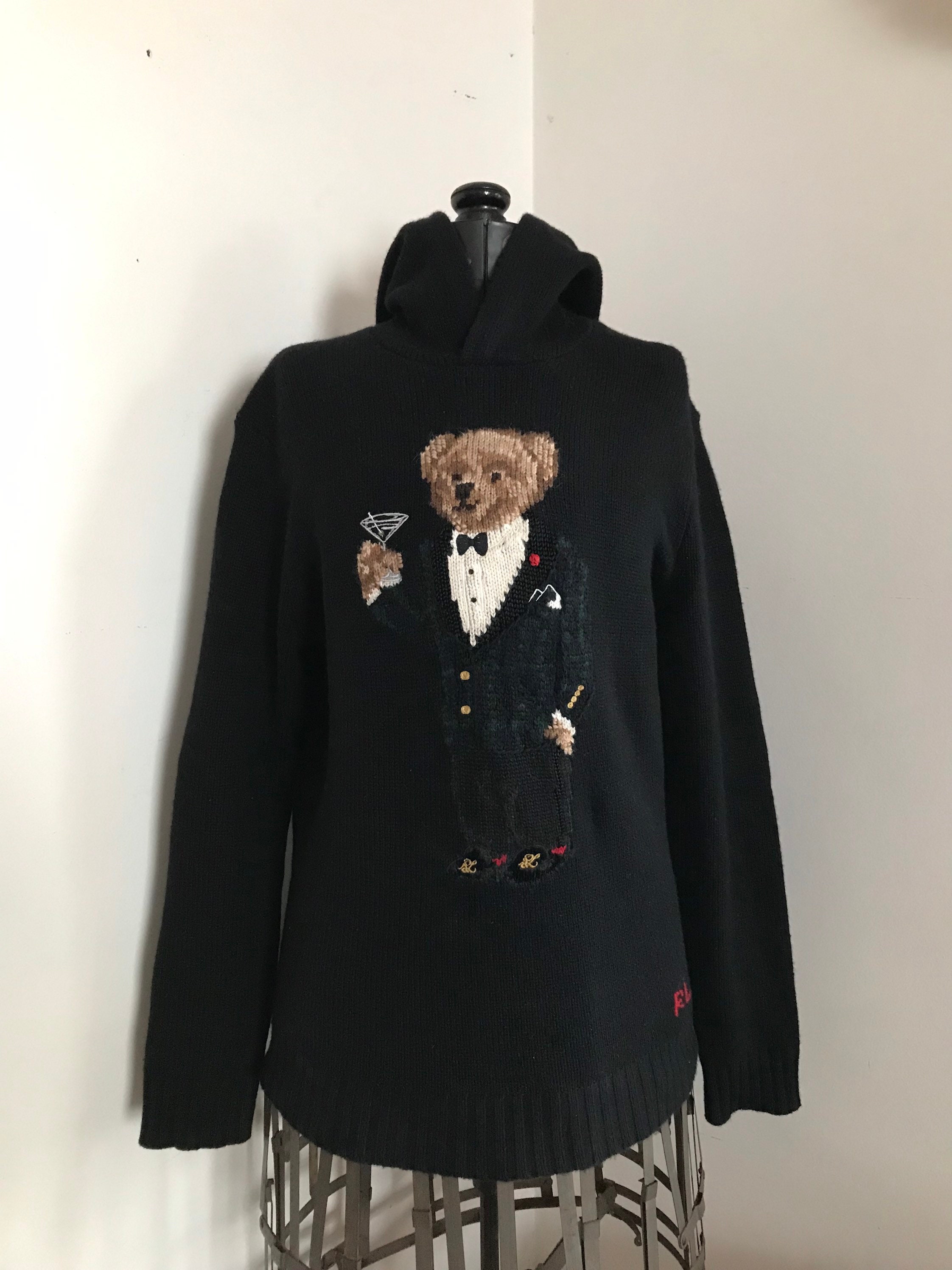 Ralph Lauren Polo Bear Sweater Martini Bear Ralph Lauren Tuxedo Bear Hoodie Collector Piece Western Etsy Israel
