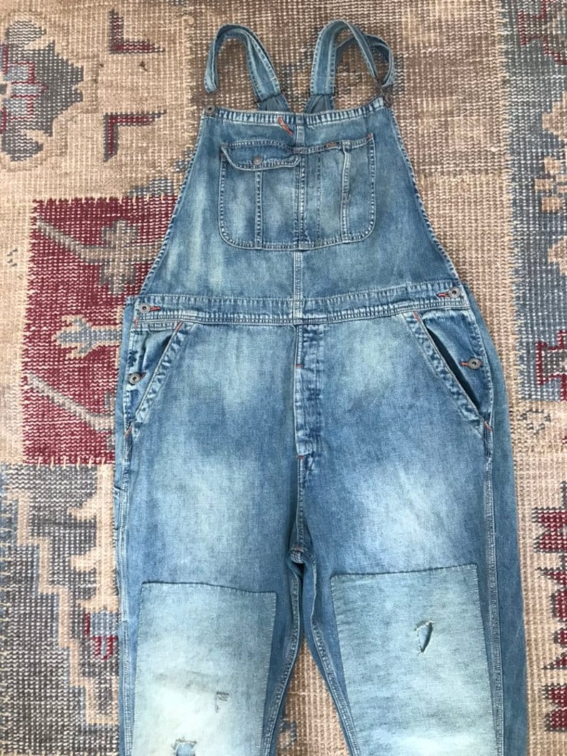 Ralph Lauren Patchwork Overalls Blue Denim Blue Jean Rancher | Etsy