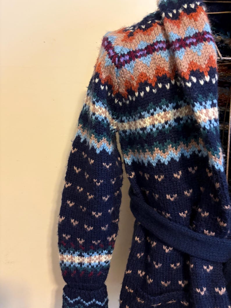 Ralph Lauren Hand Knit Cardigan Vintage Southwest Wool Fairisle Rare image 5