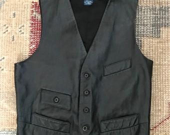 RALPH LAUREN VEST Leather Vest Vintage Womens Blue Label 8