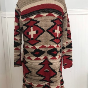 Ralph Lauren Sweater Coat Hand knit Fur Wool Tribal Aztec Navajo Serape Cardigan Country Southwest Western