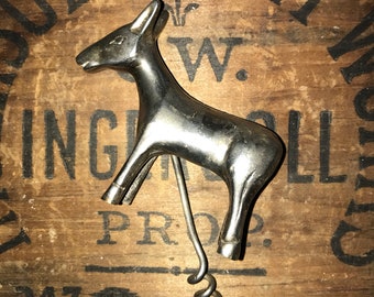 Antique Silver Corkscrew Deco Stylized Donkey Vintage Democrat Wine Opener Wine Key Cave Sommelier Grapes Vineyard Western