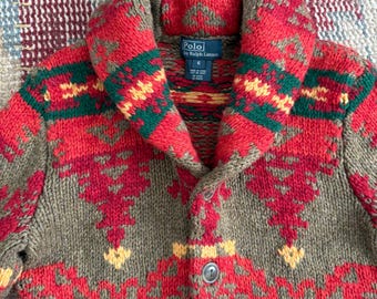 Vintage Polo Ralph Lauren Country Navajo Serape Brown Dark Green