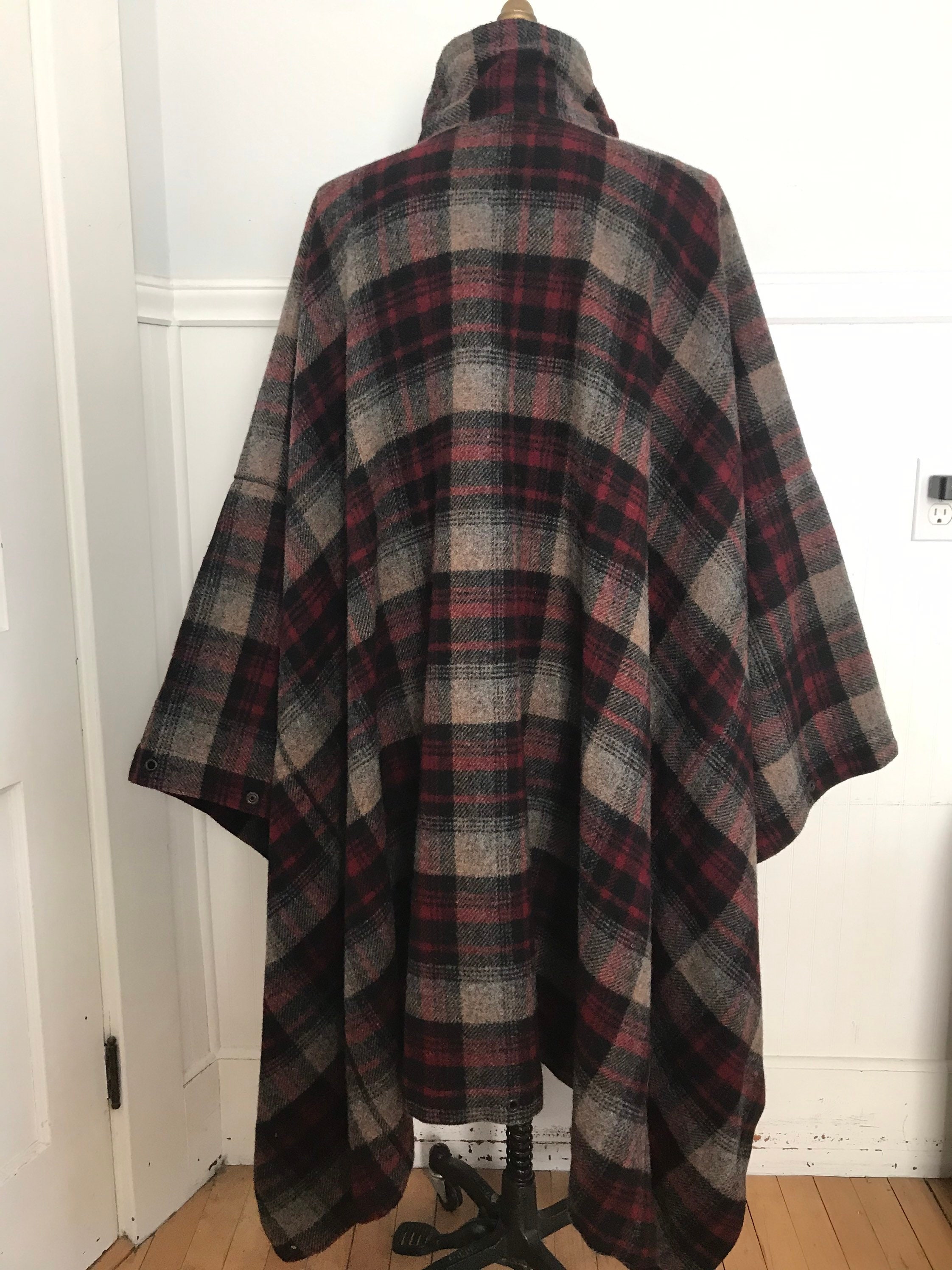 Ralph Lauren Poncho Mens Wool Blanket Coat Plaid Turtleneck Etsy