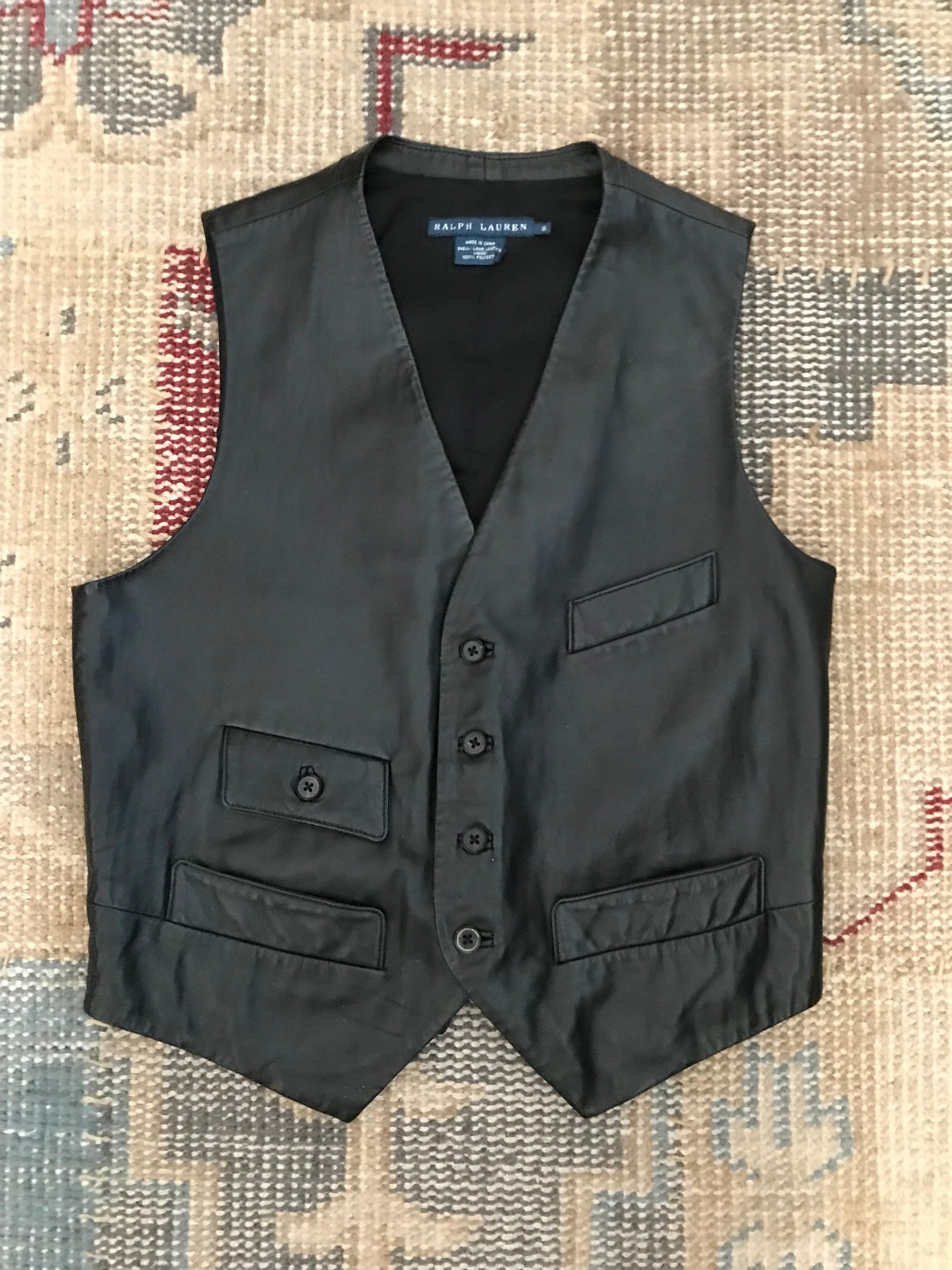 トップス RALPH LAUREN black label / leather vest RALPH LAUREN VEST Leather Vest Vintage Womens Blue Label 8