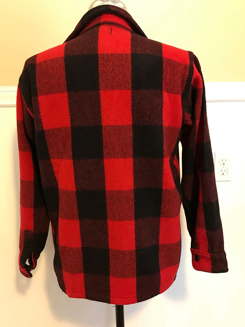 Vintage LL Bean Jacket Wool Shirt Buffalo Plaid LL Bean Cursive Large ChecK Plaid image 2