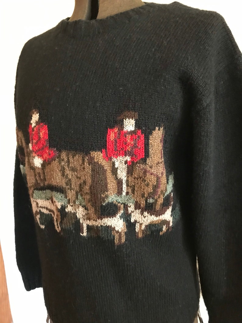 Vintage Ralph Lauren Horse Sweater Hand knit Horse Equestrian Hunt Sweater Americana bild 8