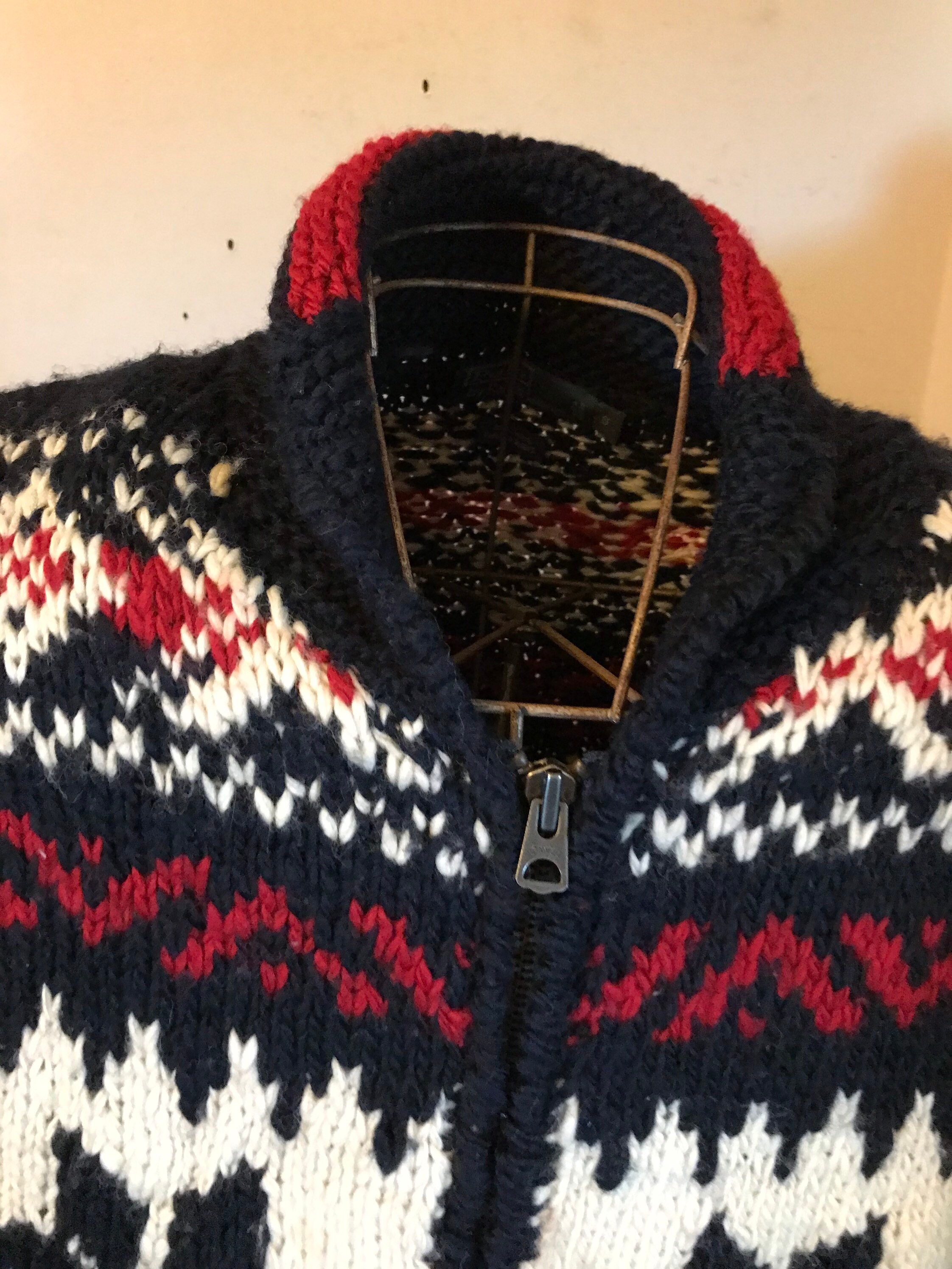 Ralph Lauren Hand Knit Sweater Flag Sweater Cowichan Ski Indian 