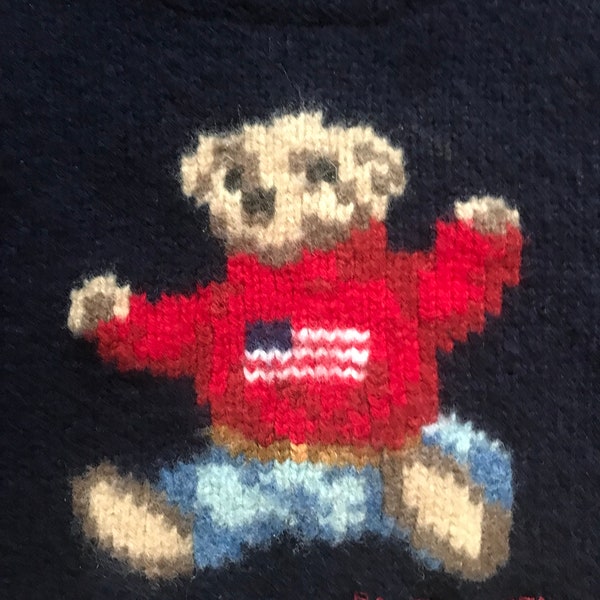 Ralph Lauren Sweater Toddler Kids Bear  Ralph Lauren Flag Western