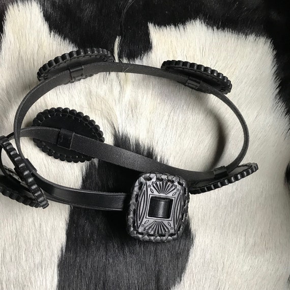 New Lauren Ralph Lauren Black Leather Adjustable Concho Belt Ralph Lauren - Black Leather Vacchetta Concho Belt main image 3
