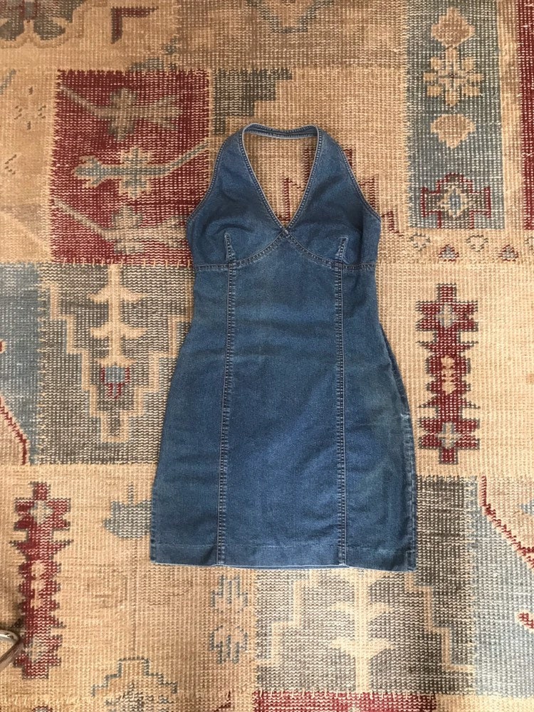 ワンピース Vintage Ralph Lauren dress Ralph Lauren Linen Dress - 70s 80s Vintage Navy Blue Linen