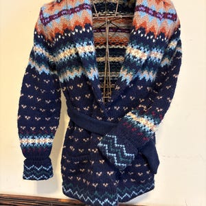 Ralph Lauren Hand Knit Cardigan Vintage Southwest Wool Fairisle Rare image 6
