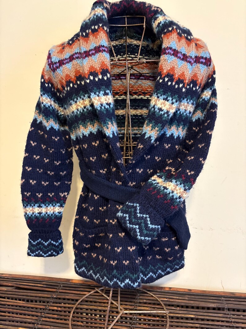 Ralph Lauren Hand Knit Cardigan Vintage Southwest Wool Fairisle Rare image 6