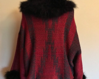 Vintage Ralph Lauren Indian Blanket Sweater Coat Cashmere Feathers Wool Silk Tribal Aztec Navajo Serape Southwestern