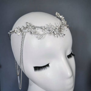 Elf tiara & earcuff set/with crystal bead/ elf headpiece /crown elven/ tiara elven/ crown circlet / wedding crown/