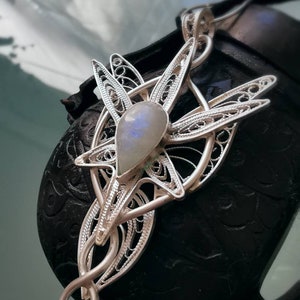 Zilverfiligraan Evenstar Undomiel Arwen-ketting met maansteen