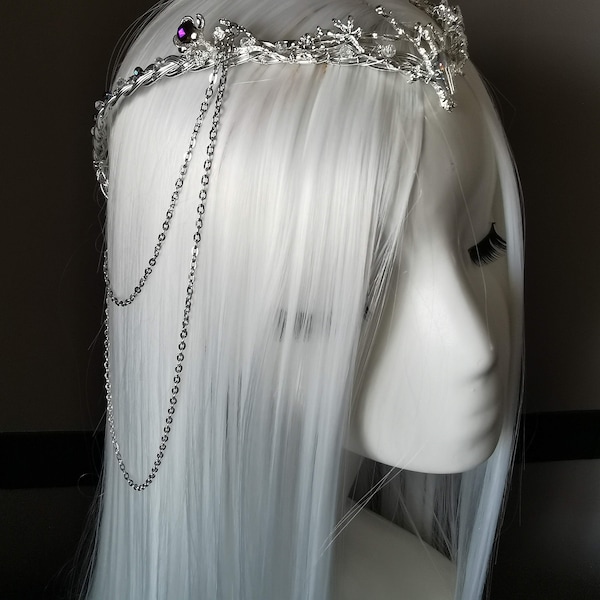 Braided Elf tiara with crystal bead/ elf headpiece /crown elven/ tiara elven/ crown circlet / wedding crown/fairy tiara