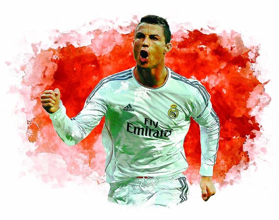 Digital Download 8x10 11x14 Included Cristiano Ronaldo Real Madrid Football Poster Watercolor Art