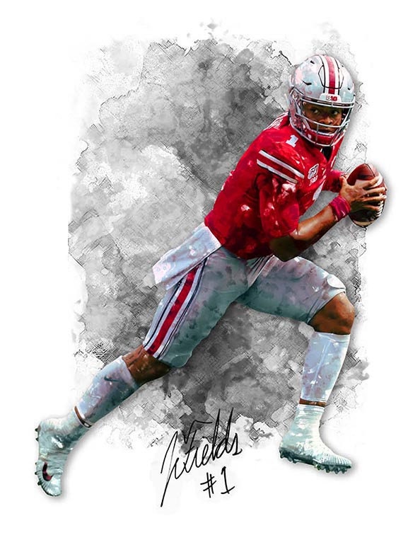 Print 8 Justin Fields watercolor style print wall decor | Etsy
