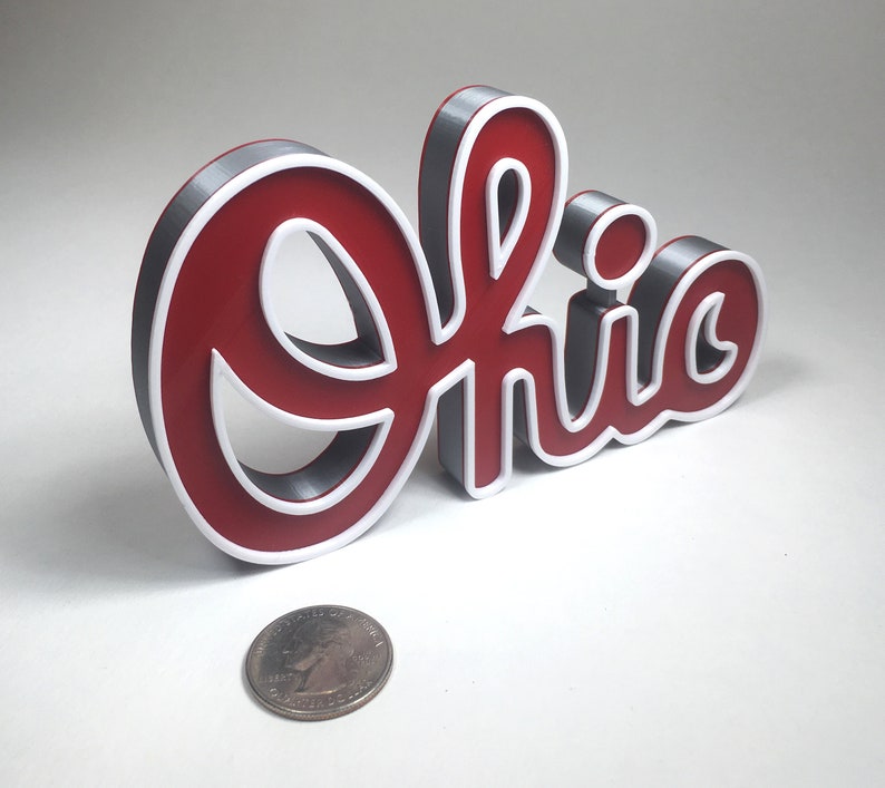 Script Ohio 3D printed Ohio State Buckeyes Scarlet Gray | Etsy