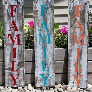 Family Wooden Sign, Wood Signs, Family, Hanging Wooden Sign, Family Sign, Rustic Family Sign, Peach Red or Teal Family Sign, Home Decor
