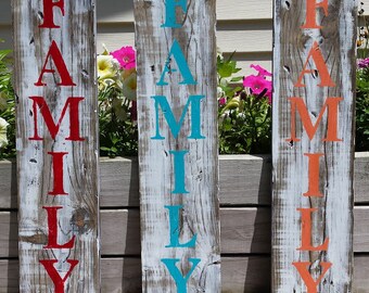 Family Wooden Sign, Wood Signs, Family, Hanging Wooden Sign, Family Sign, Rustic Family Sign, Peach Red or Teal Family Sign, Home Decor