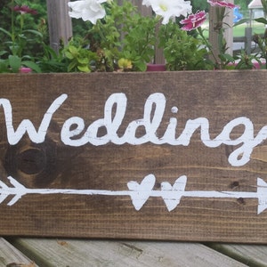 Wedding Sign, Wedding Wooden Sign, Wedding with Arrow Sign, Wedding Decor, Rustic Wedding Decor, Wood Sign, Marriage Sign, Bridal Shower