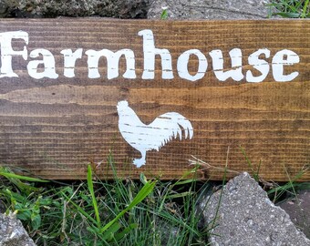 Farmhouse Sign, Hanging Wooden Sign, Rustic Wooden Farmhouse Market Sign, Country House Sign, Farmhouse with Rooster Sign, Country Signs
