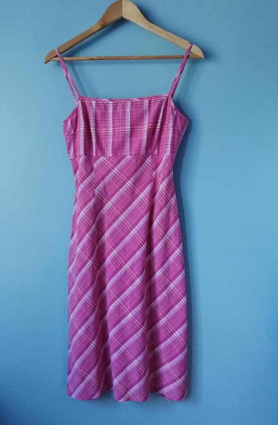 1990's pink tartan cotton mini Size *SUSSAN*