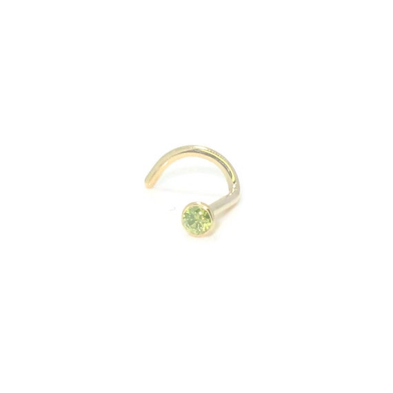 Green diamond 0.02ct 18ct yellow gold Handmade nose stud nose pin nose ring