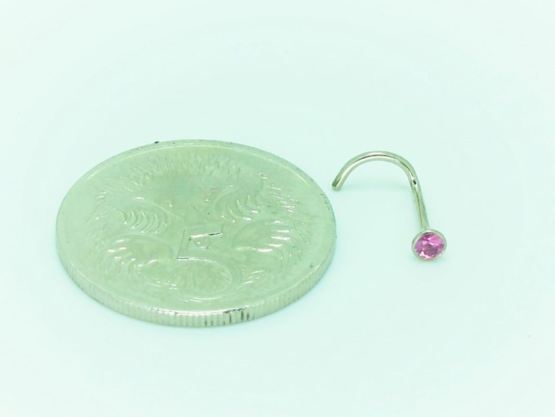18ct White Gold 2mm Genuine Natural Pink Sapphire Nose Stud Handmade Genuine Gold Nose stud Nose ring Nose pin Nose bone Nose screw