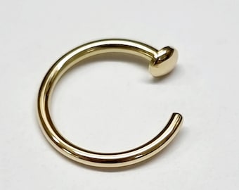 Solid 18ct yellow gold 18g easy ring, nose ring, earring, facial jewellery.