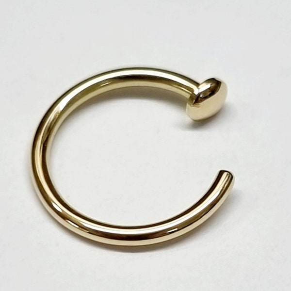 Solid 18ct yellow gold 18g easy ring, nose ring, earring, facial jewellery.