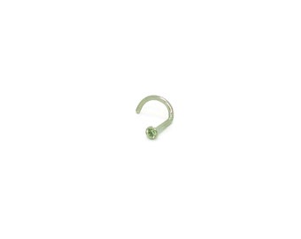 Peridot Handmade  Genuine Gold Nose stud Nose ring Nose pin Nose bone Nose screw  18ct White Gold 1.5mm (5pt) Natural Peridot Nose Stud