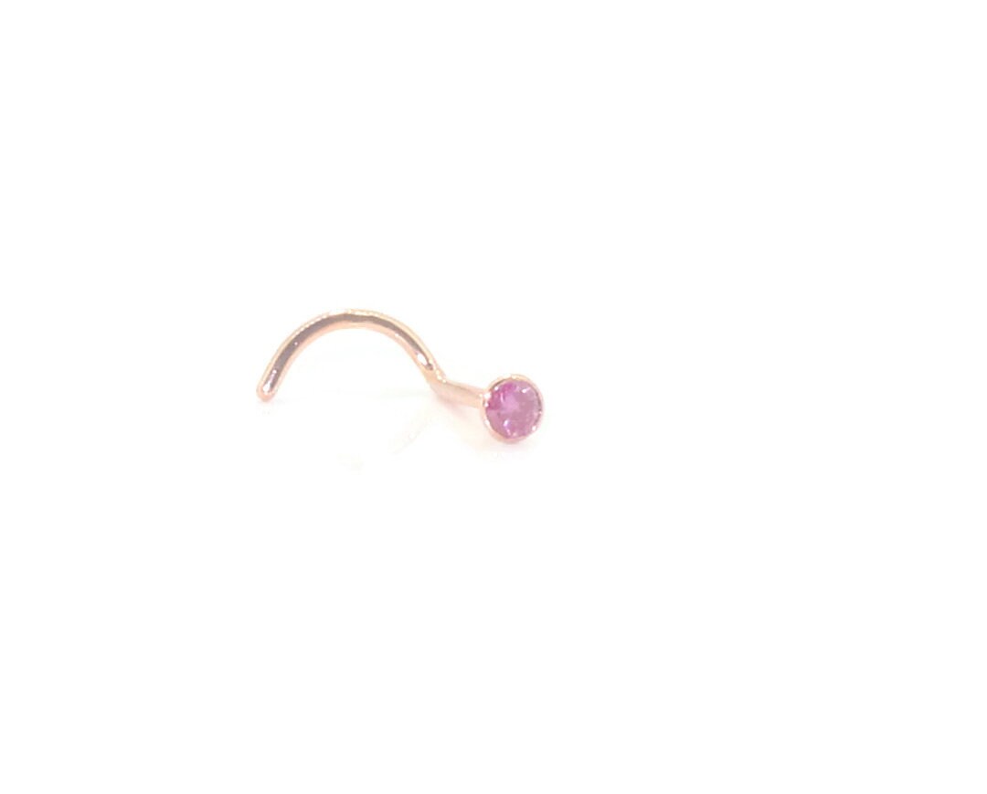 0.03ct Natural Diamond ROSE Pink in Colour Nose Stud Pin Ring Bone