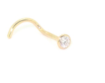 18ct Yellow Gold 3pt (0.03ct) Natural Diamond Handmade  Genuine Gold Diamond Nose stud Nose pin Nose Ring Nose Screw Nose Bone