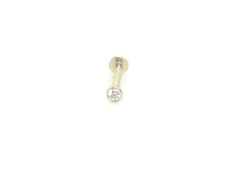 18ct Yellow Gold 0.03ct Diamond Labret 16g beauty spot tragus, ears, lobes piercings for any body jewellery Handmade  Genuine