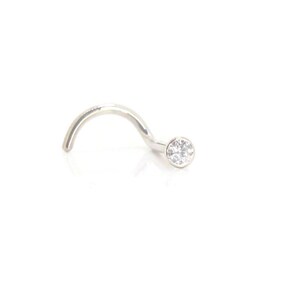 Oro bianco 18ct 2pt 0.02ct Diamante naturale Conesetting Fatto a mano Oro autentico Diamante Naso perno Naso Perno Naso Naso Naso Vite Naso Osso