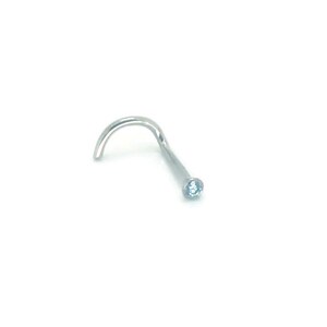 Diamante azul-água 0,01 ct ouro branco 18 ct brinco de nariz feito à mão pino de nariz