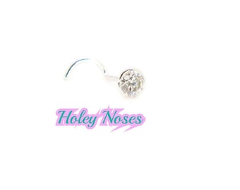 18c White Gold 0.18ct Large diamond nose stud nose pin nose ring body jewellery,D- GSI diamond nice and white and bright