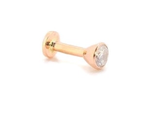18ct Rose gold 3mm created diamond labret, beauty spot, tragus earring face body jewellery made to order Handmade  Genuine