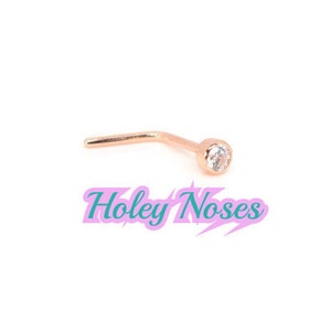 18ct Rose gold diamond created 2mm Bezel set Cubic zirconia nose stud nose pin nose bone body jewellery earrings tragus bar body jewellery