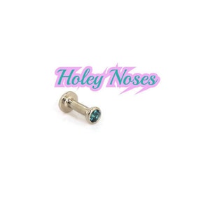 Handmade 18ct White gold 2mm natural tourmalene labret monroe tragus piercing labret internally threaded made to order to your size earrings image 1