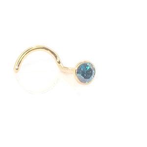 Handmade 0.05ct Genuine 18ct Gold Diamond Nose stud Nose pin Nose Ring Nose Screw/Nose Bone -  18ct Yellow Gold  5pt  Blue Diamond Nose stud