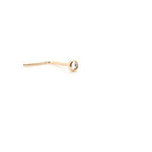 Sterling Silver White Heart Black Nose Ring Bone Stud - 22g, 6mm Length
