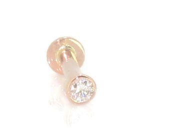 18ct Rose Gold 0.03ct Diamond Labret Monroe lip ear face body jewellery custom made for you Handmade  Genuine Earrings
