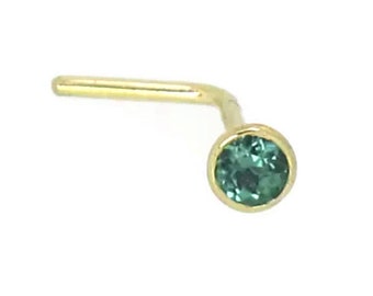 Holey Noses 9ct Yellow Gold 0.02ct Diamond Nose Stud - 20g (0.8mm) X 6mm, Natural Diamond